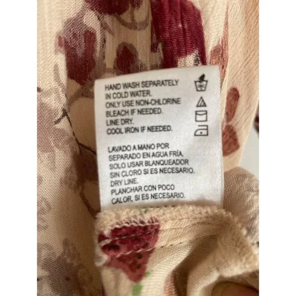 Patrons Of Peace Women’s Pink Floral Open-front Kimono Cardigan Size M - Picture 7 of 7